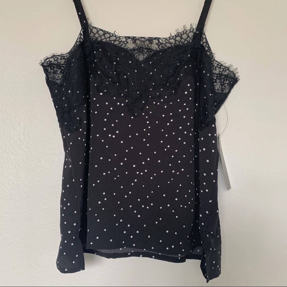 LULU’S Black Polka Dot Lace Tank Top